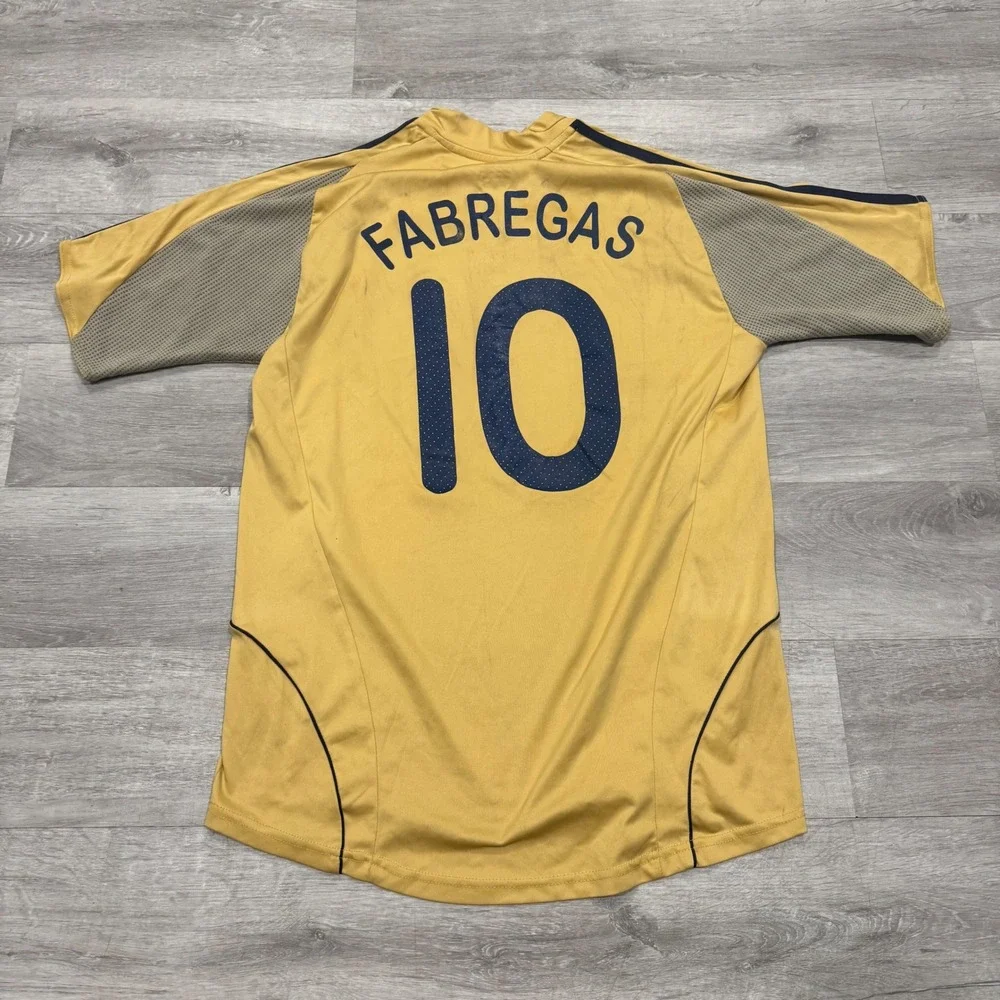 Adidas Spain 2008 Away Jersey Fabregas 10 Gold Euro Soccer Men Medium